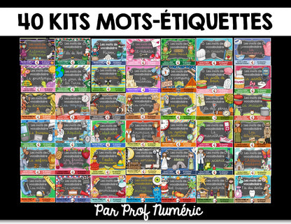 Mots-étiquettes - ENSEMBLE COMPLET - 53 Kits - Prof Numéric