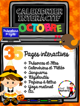 Calendrier interactif TNI - OCTOBRE - 1er cycle