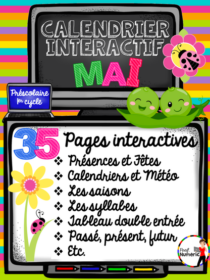 Calendrier interactif TNI - MAI - 1er cycle - Prof Numéric