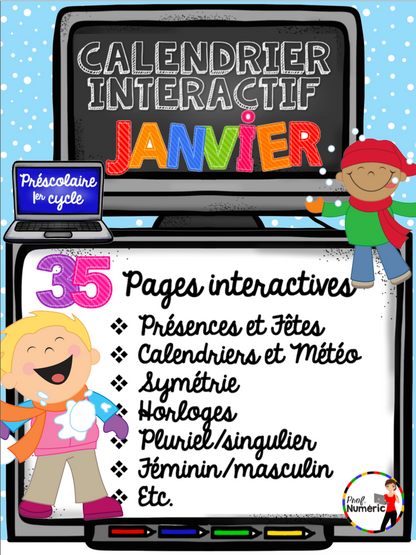 Calendrier interactif TNI - JANVIER - 1er cycle - Prof Numéric