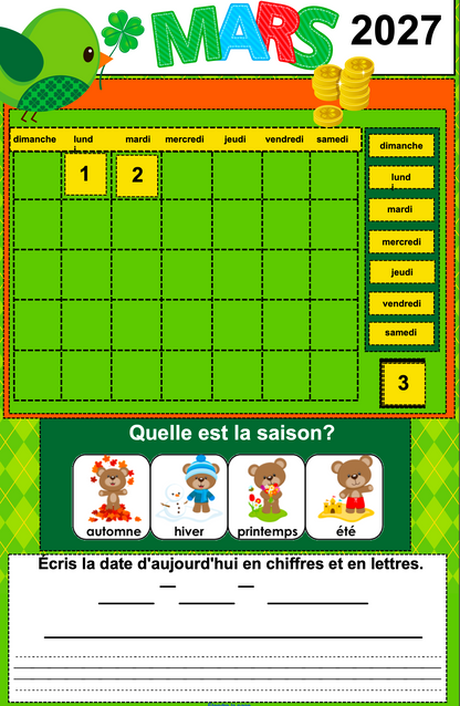 Calendriers interactifs TNI - ENSEMBLE COMPLET - Prof Numéric