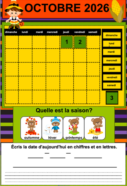 Calendriers interactifs TNI - ENSEMBLE COMPLET - Prof Numéric