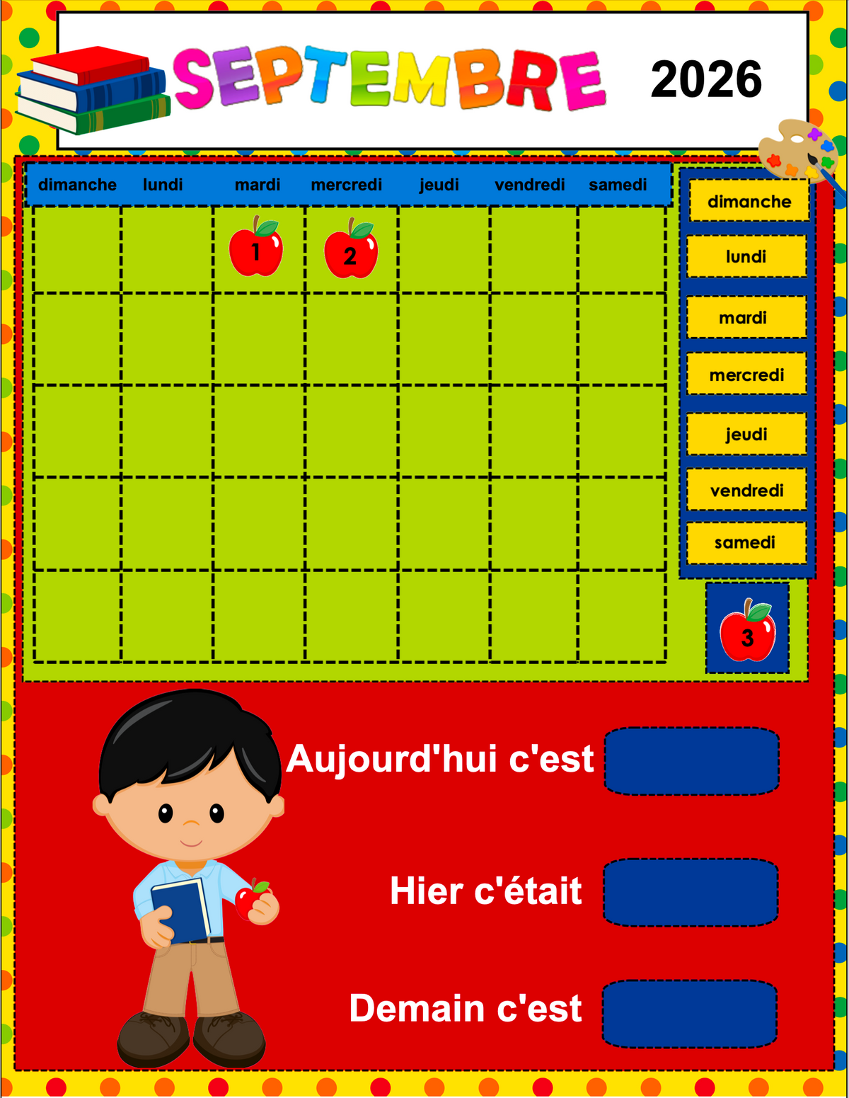 Calendriers interactifs TNI - ENSEMBLE COMPLET - Prof Numéric