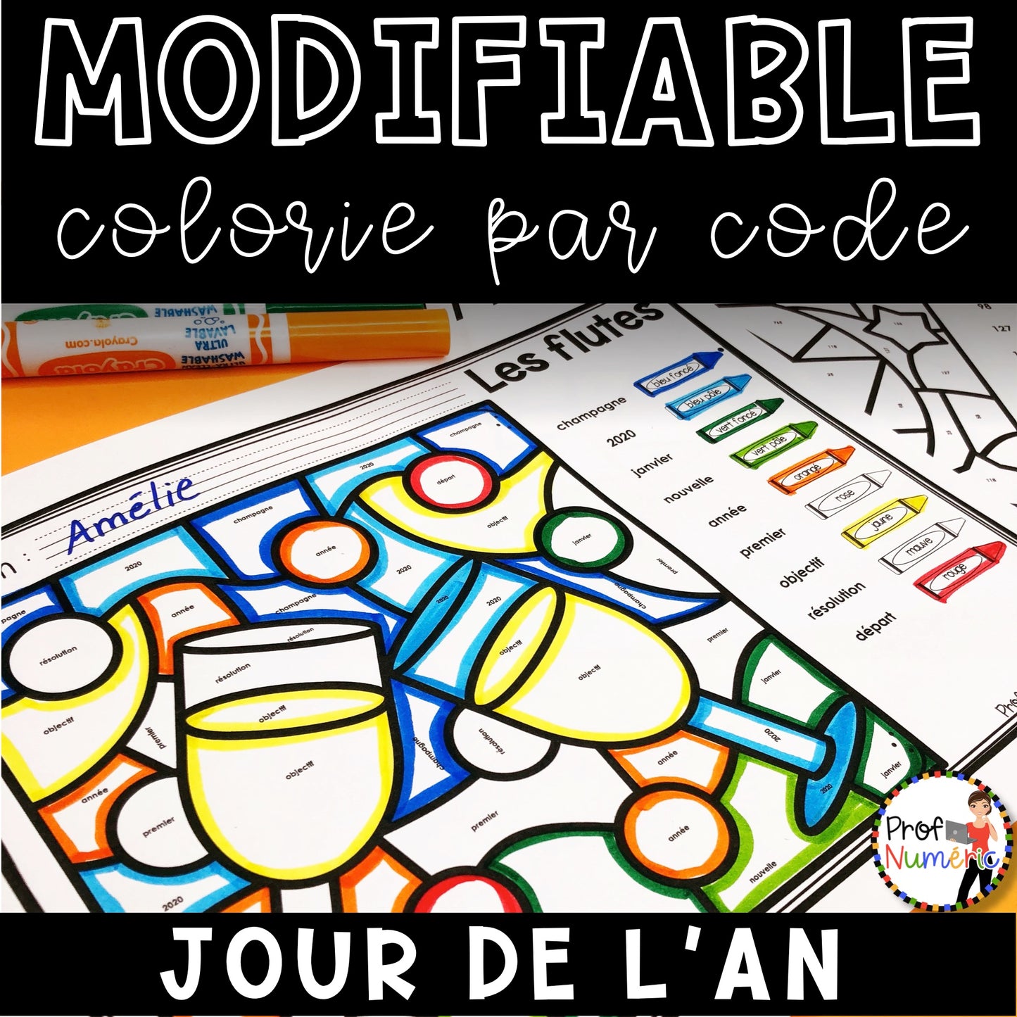 Colorie par code MODIFIABLE/ ENSEMBLE COMPLET