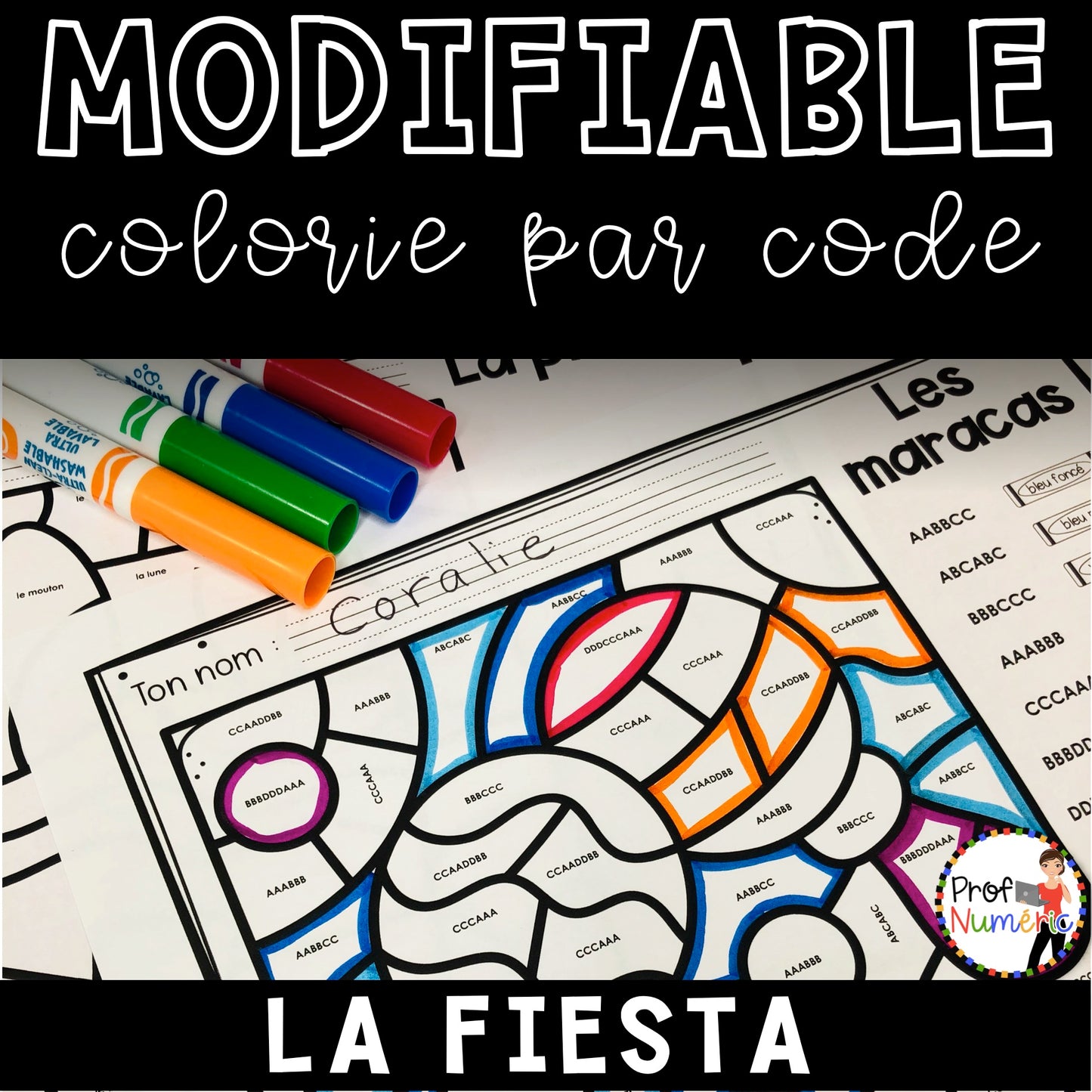Colorie par code MODIFIABLE/ ENSEMBLE COMPLET