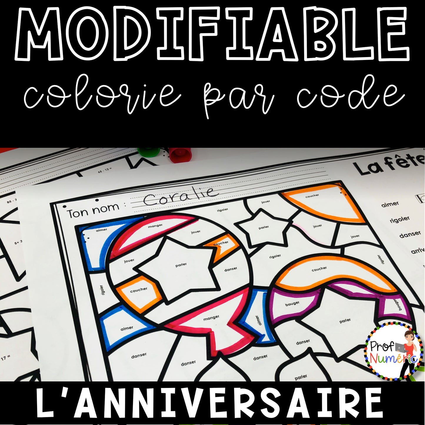 Colorie par code MODIFIABLE/ ENSEMBLE COMPLET