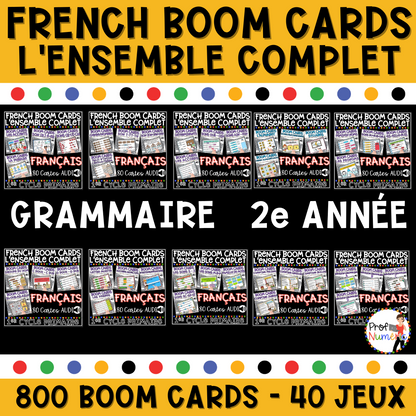 800 BOOM CARDS GRAMMAIRE - 4 tâches par deck - 2e