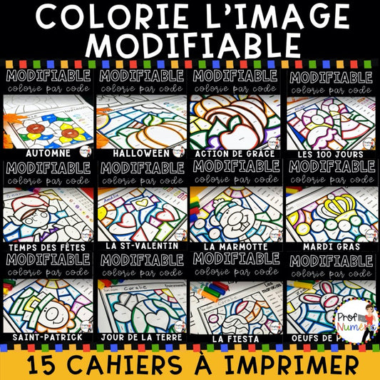 Colorie par code MODIFIABLE/ ENSEMBLE COMPLET