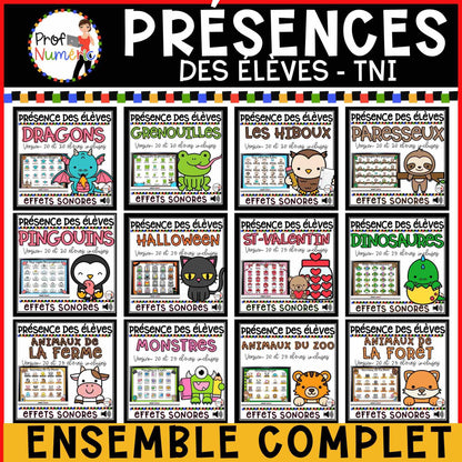 Présences des élèves TNI - ENSEMBLE COMPLET (20 thématiques) - Prof Numéric