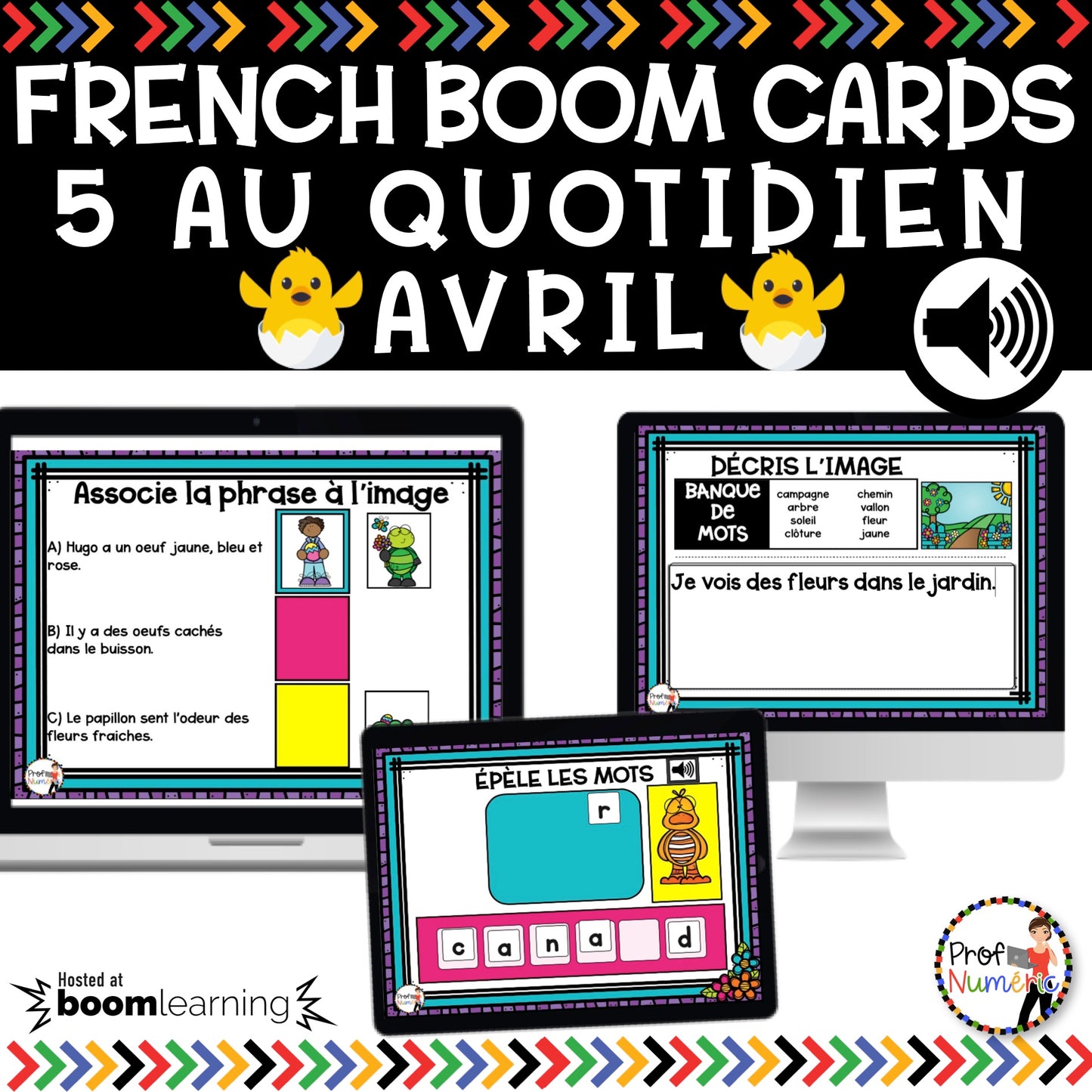 Jeu TNI et Boom Cards - AVRIL - Jouer avec les mots - Prof Numéric