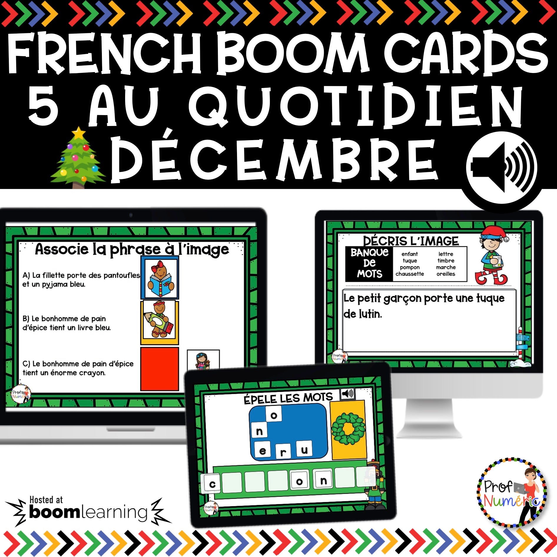Jeu TNI et Boom Cards - DÉCEMBRE - Jouer avec les mots - Prof Numéric