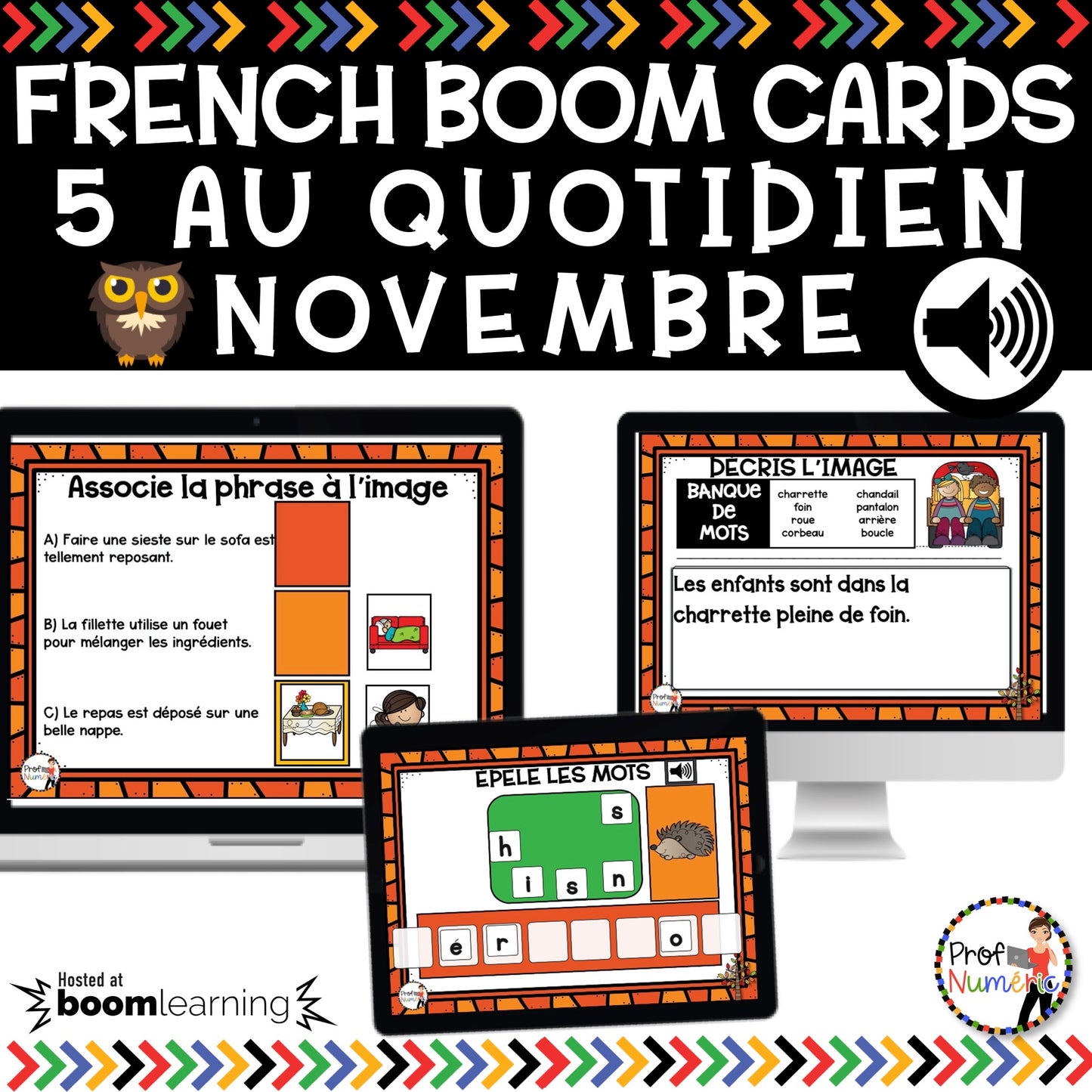 Jeu TNI et Boom Cards - NOVEMBRE - Jouer avec les mots - Prof Numéric