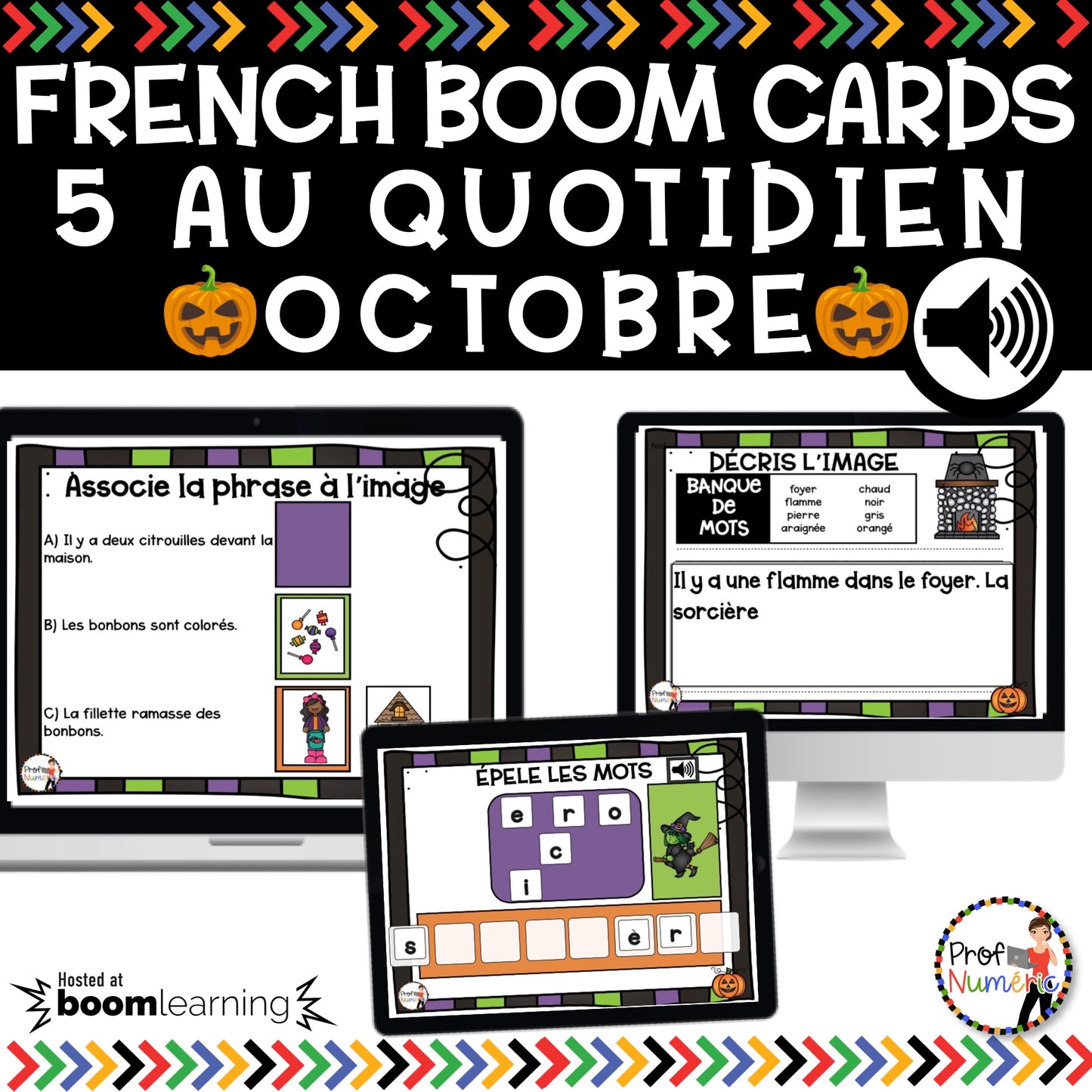 Jeu TNI et Boom Cards - OCTOBRE - Jouer avec les mots - Prof Numéric