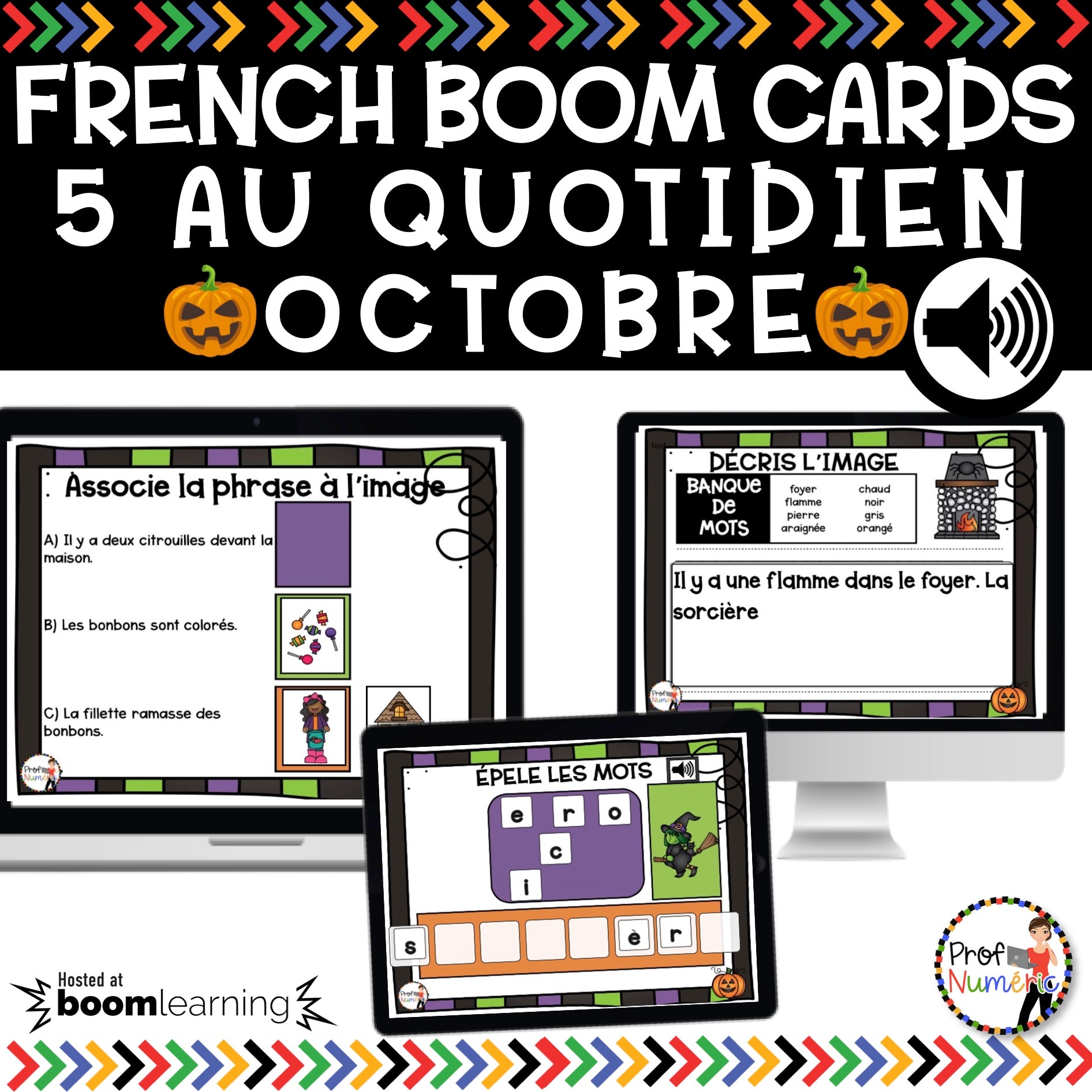 Jeu TNI et Boom Cards - OCTOBRE - Jouer avec les mots - Prof Numéric