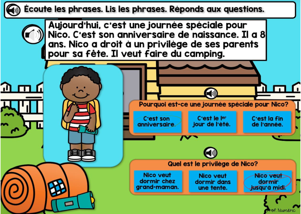 BOOM CARDS - Histoires AUDIO + Questions de compréhension - Prof Numéric