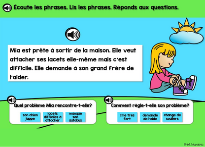 BOOM CARDS - Histoires AUDIO + Questions de compréhension - Prof Numéric