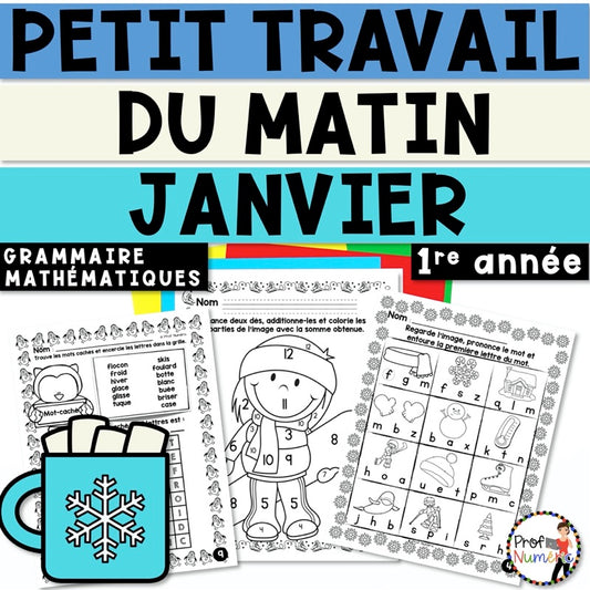 Petit Travail du Matin 1re année - JANVIER - Prof Numéric