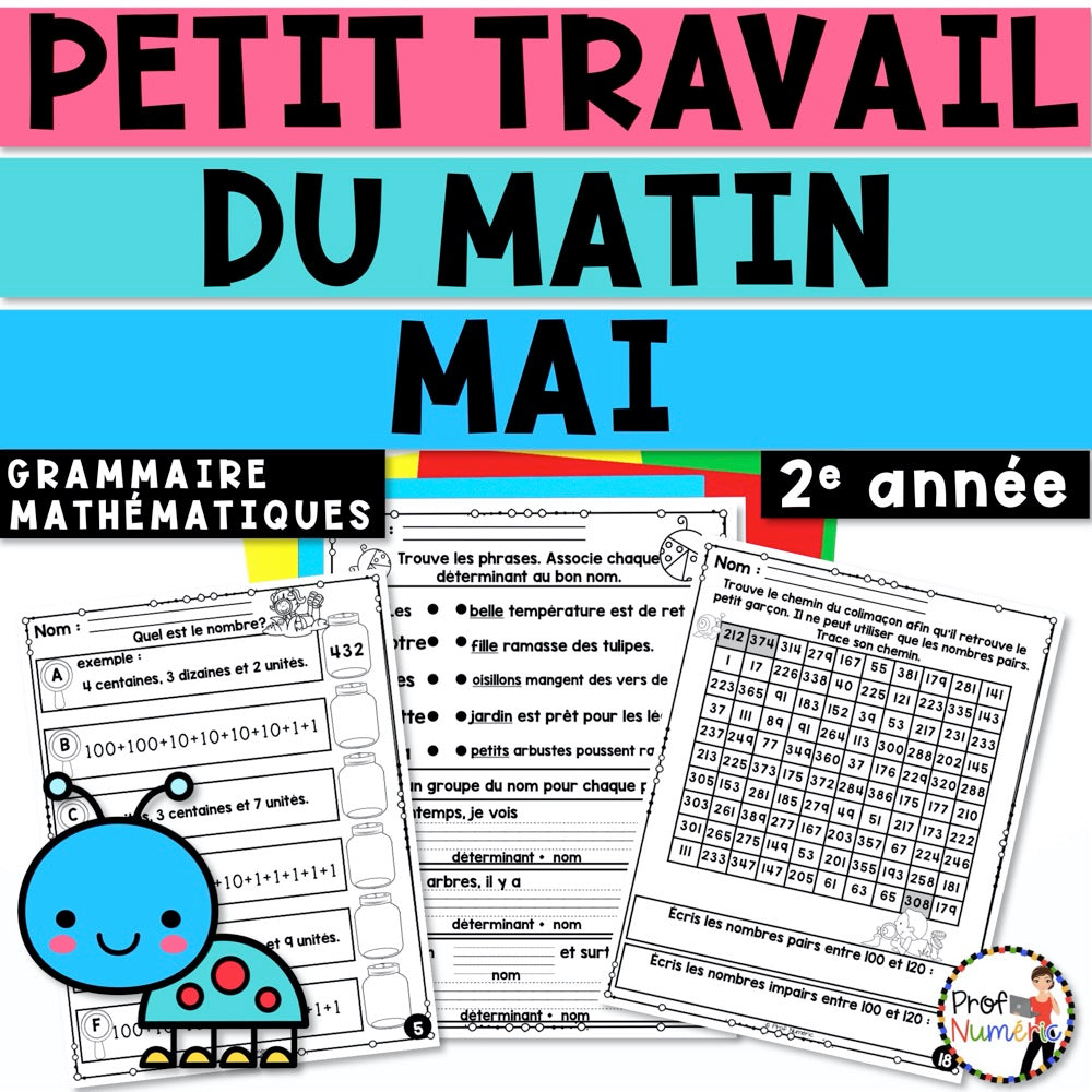 Petit Travail Du Matin - MAI - 2e année - Prof Numéric