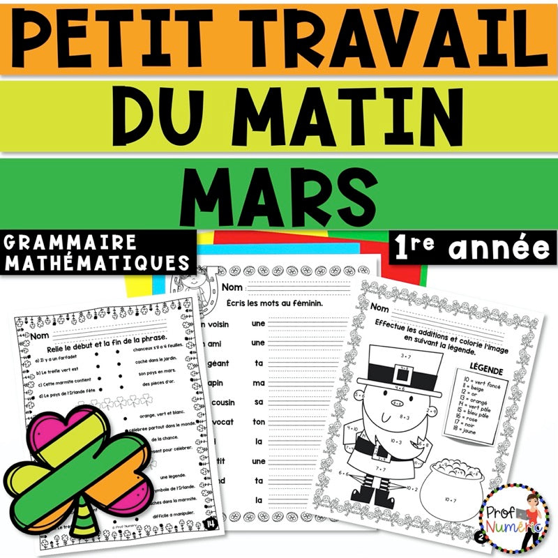 Petit Travail du Matin 1re année - MARS - Prof Numéric