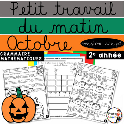 Petit Travail Du Matin - OCTOBRE - 2e année