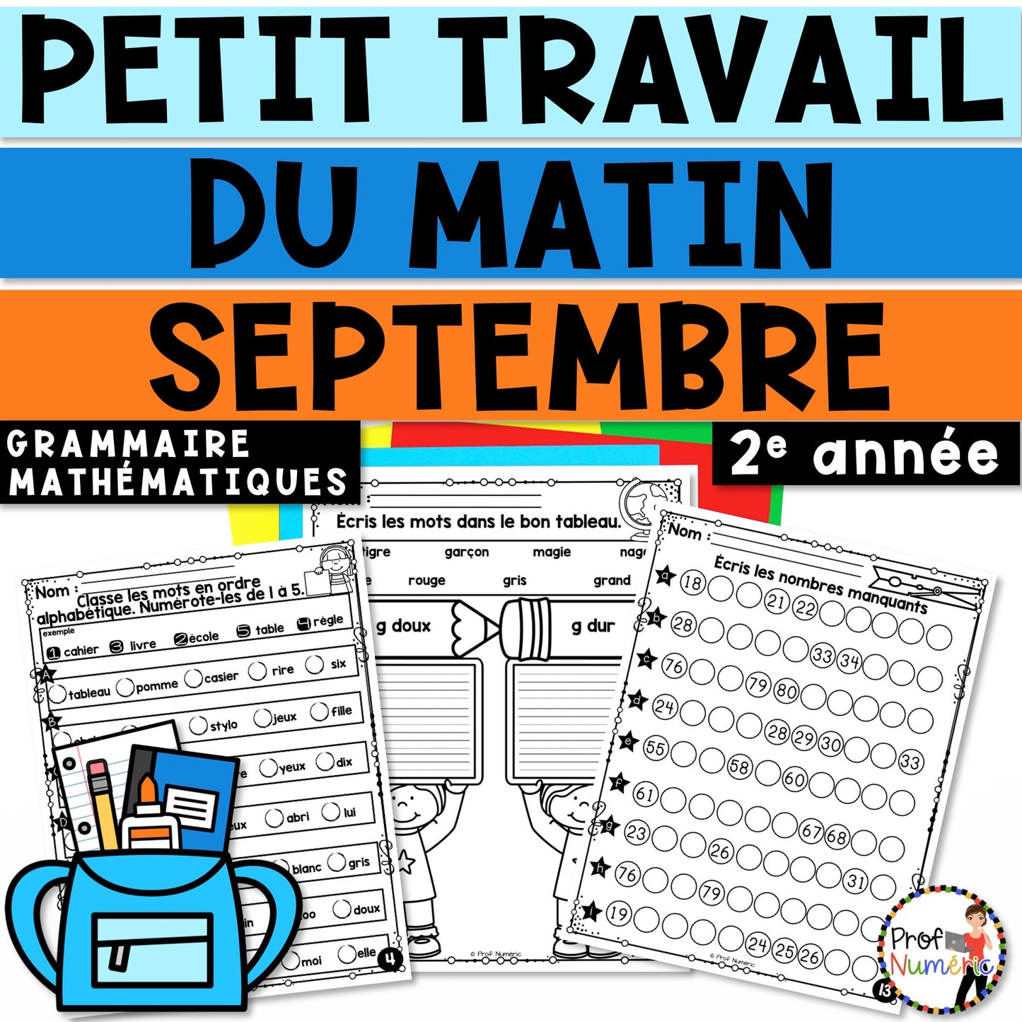 Petit Travail Du Matin - SEPTEMBRE - 2e année