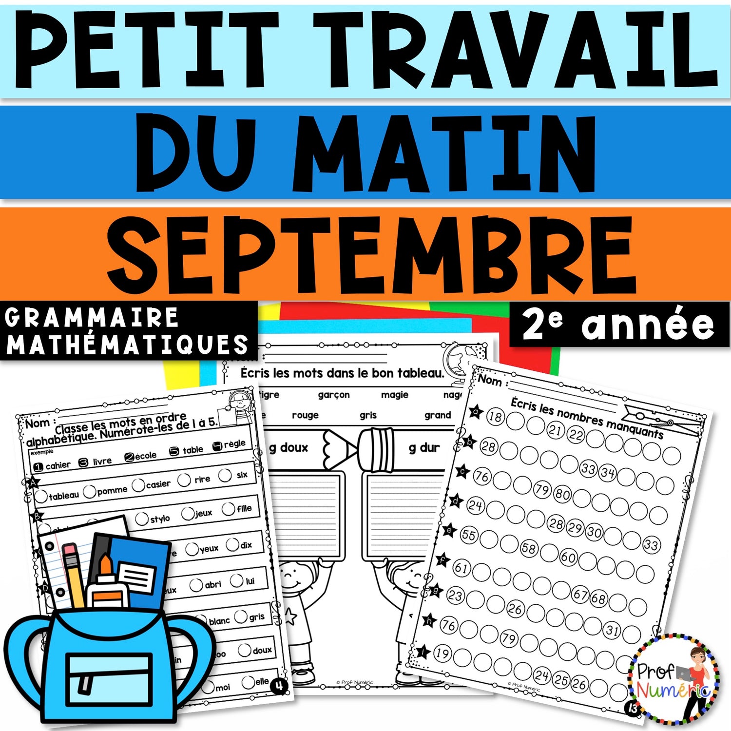 Petit Travail Du Matin - SEPTEMBRE - 2e année - Prof Numéric