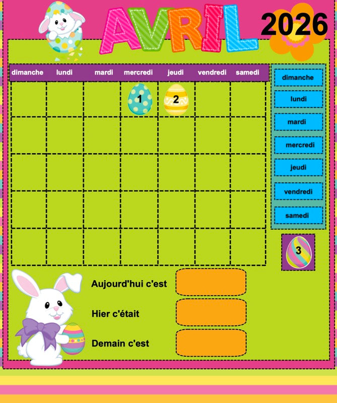 Calendriers interactifs TNI - ENSEMBLE COMPLET
