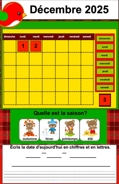 Calendriers interactifs TNI - ENSEMBLE COMPLET