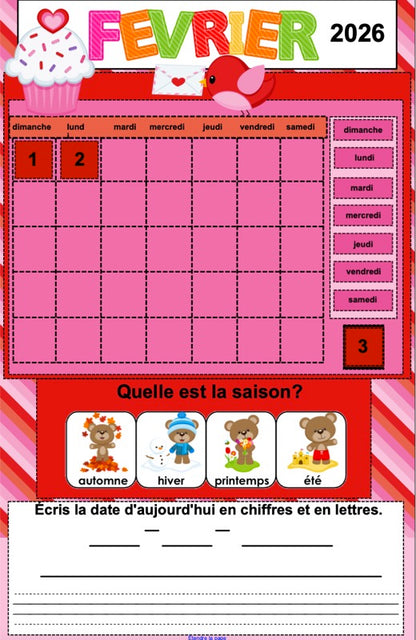 Calendriers interactifs TNI - ENSEMBLE COMPLET