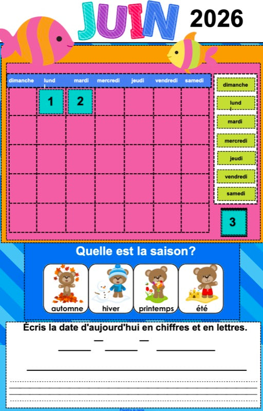 Calendriers interactifs TNI - ENSEMBLE COMPLET