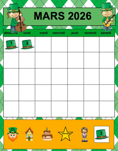 Calendriers interactifs TNI - ENSEMBLE COMPLET