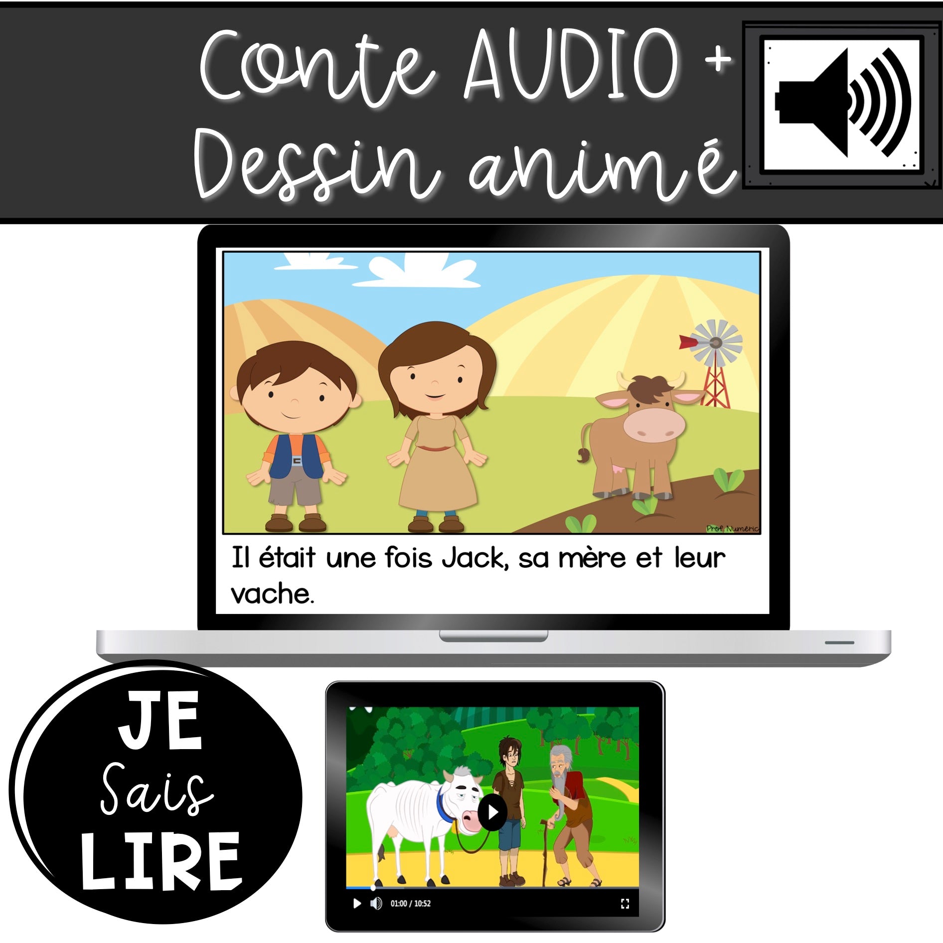 Conte - Jack et le Haricot magique - BOOM CARDS - TNI - PDF - Je sais lire - Prof Numéric