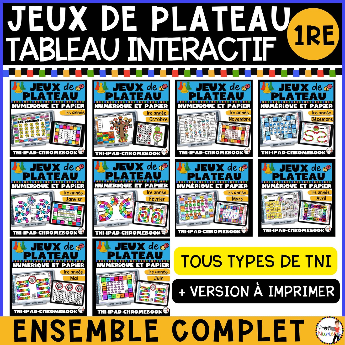 50 Jeux de plateau TNI - ENSEMBLE COMPLET - 1re - Prof Numéric