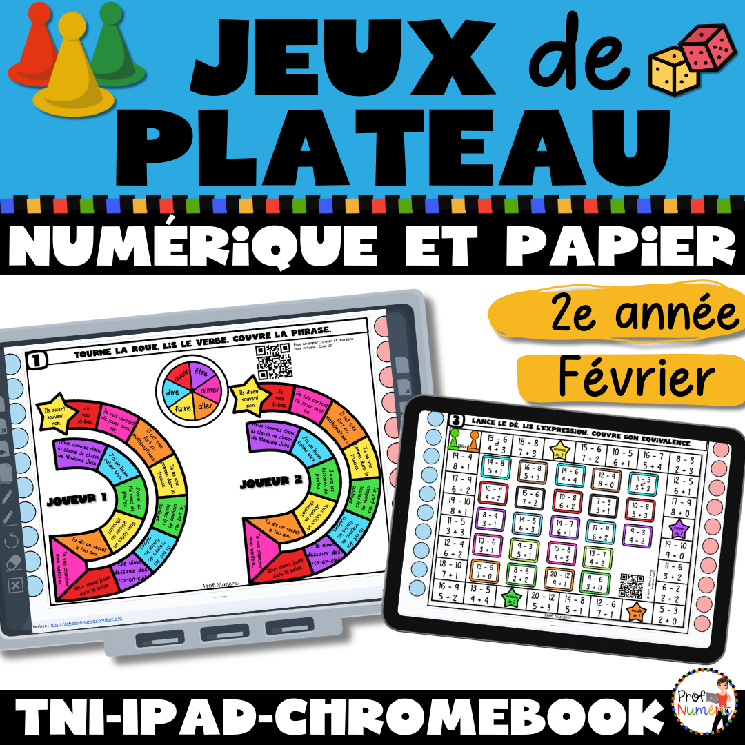 50 Jeux de plateau TNI - ENSEMBLE COMPLET - 2e - Prof Numéric