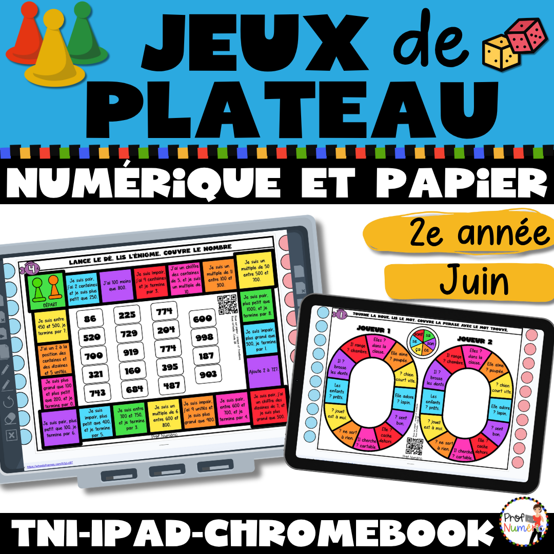 50 Jeux de plateau TNI - ENSEMBLE COMPLET - 2e - Prof Numéric