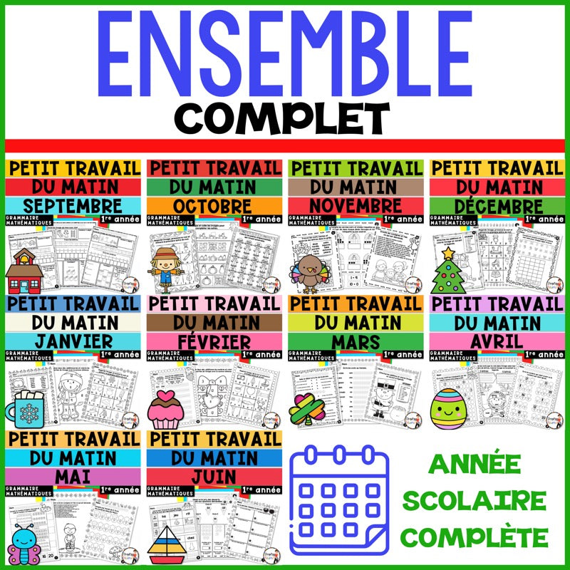 Petit Travail Du Matin - ENSEMBLE COMPLET - 1re année - Prof Numéric