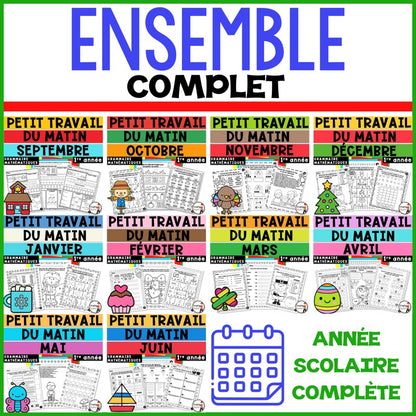 Petit Travail Du Matin - ENSEMBLE COMPLET - 1re année - Prof Numéric