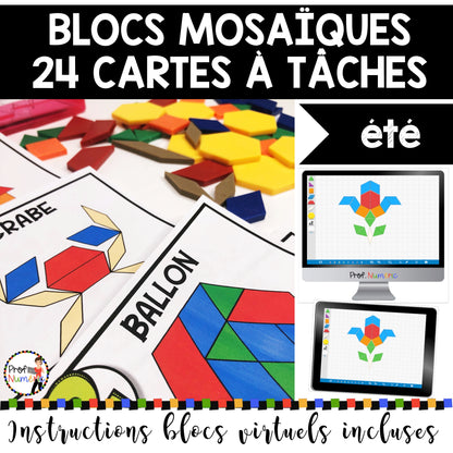 BLOCS MOSAÏQUES - TANGRAMS - ENSEMBLE COMPLET/Cartes à Tâches (imprimer/virtuel) 4 saisons