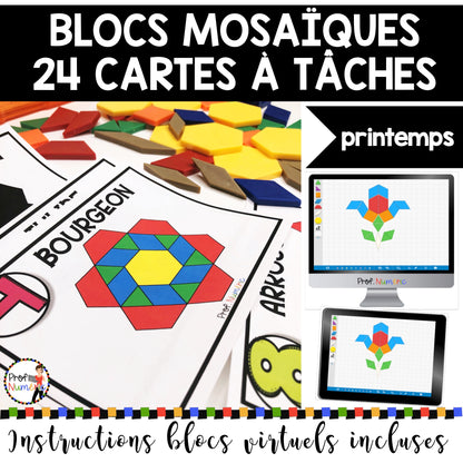 BLOCS MOSAÏQUES - TANGRAMS - ENSEMBLE COMPLET/Cartes à Tâches (imprimer/virtuel) 4 saisons
