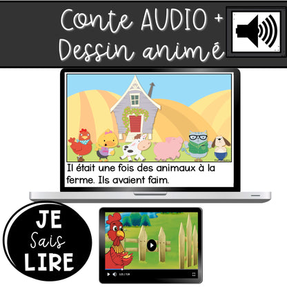 Conte - La petite poule rousse - BOOM CARDS - TNI - PDF - Je sais lire - Prof Numéric