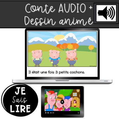 Conte - Les 3 petits cochons - BOOM CARDS - TNI - PDF - Je sais lire - Prof Numéric
