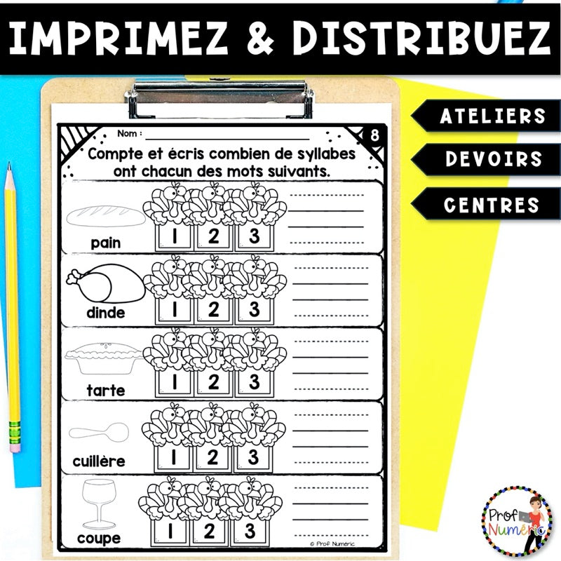 Petit Travail du Matin 1re année - NOVEMBRE - Prof Numéric