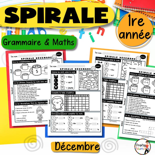 Spirale à imprimer - DÉCEMBRE - 1re - Prof Numéric