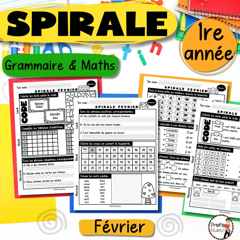 Spirale à imprimer - FÉVRIER - 1re - Prof Numéric
