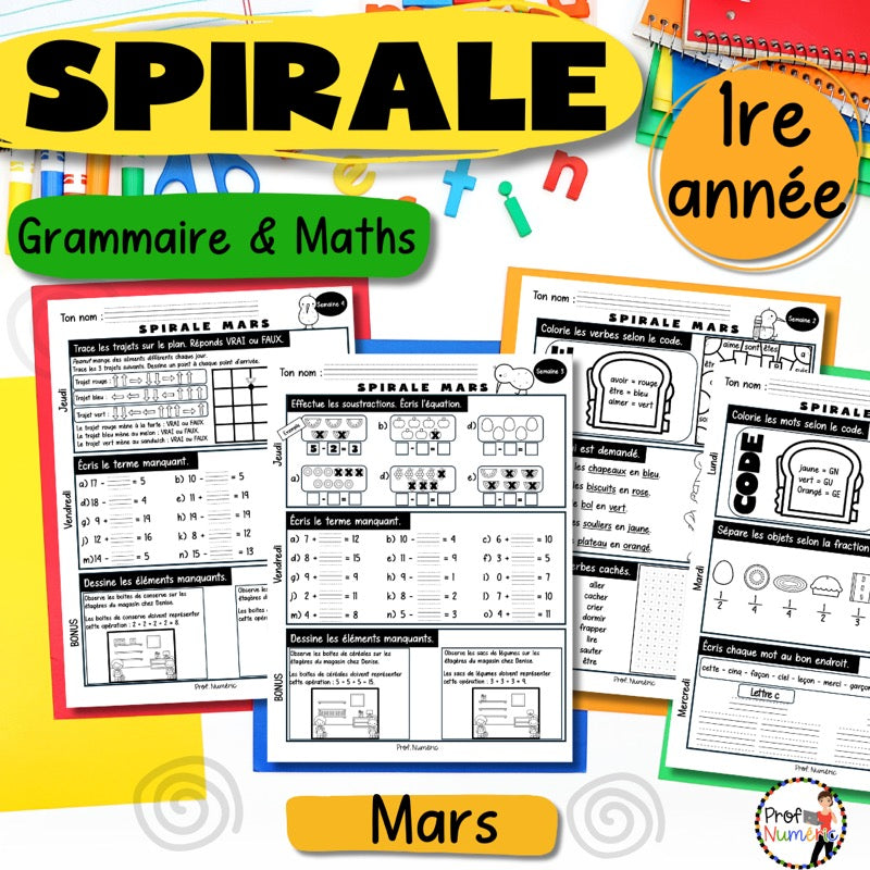 Spirale à imprimer - MARS - 1re - Prof Numéric