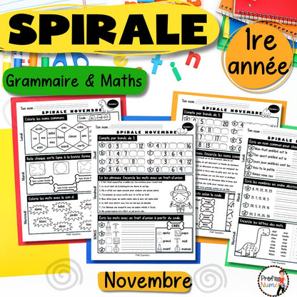 Spirale à imprimer - NOVEMBRE - 1re - Prof Numéric