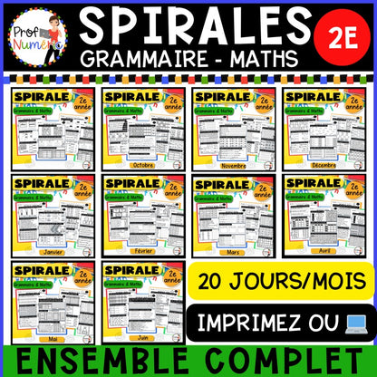 Spirale à imprimer ENSEMBLE COMPLET - 2e année