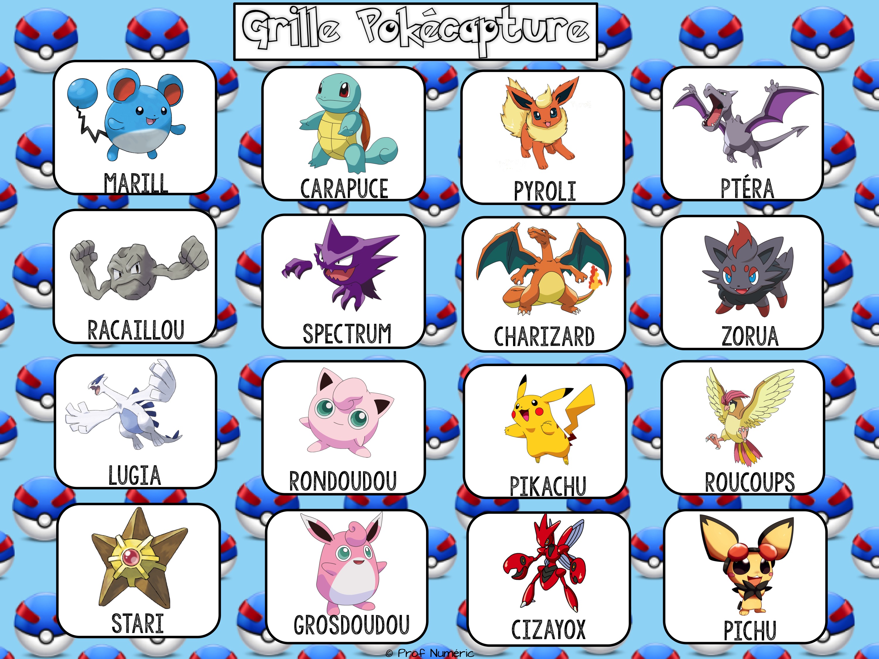 Pokémons 4 Ateliers multidisciplinaires Prof Numéric