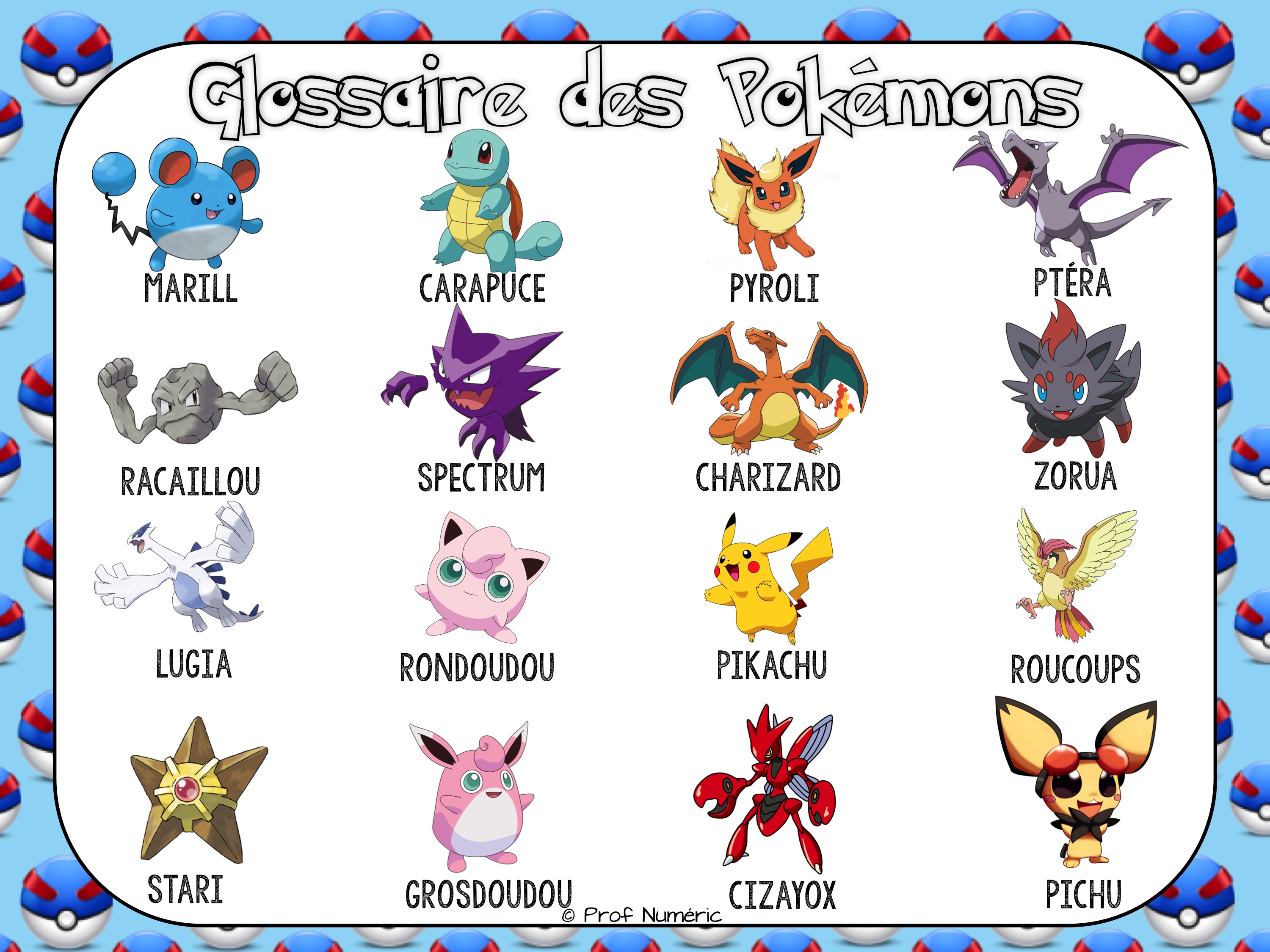 Pokémons 4 Ateliers multidisciplinaires Prof Numéric