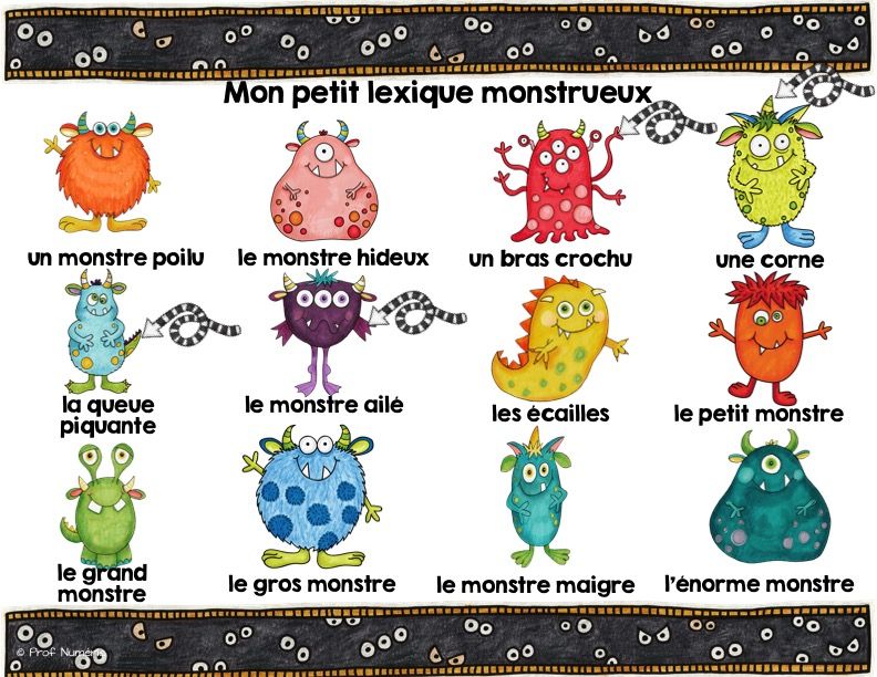 Exemple De Description D'un Monstre LES MONSTRES - Mots-étiquettes (script et cursif) - Prof Numéric